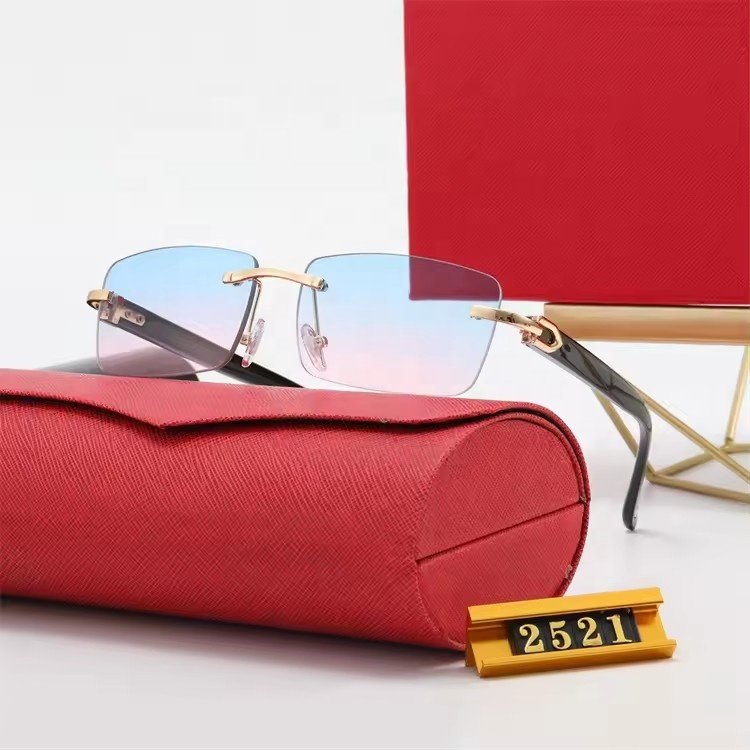 New Fashion Upscale Custom Ivory Color Buffalo Horn Shape Small Square Trendy Shade Sun Glasses rectangle rimless sunglasses Men