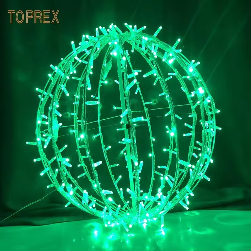 Custom Holiday Decoration Foldable 30cm 60cm 90cm 3D LED New Year Tree Motif Christmas Iron Ball Shape Light