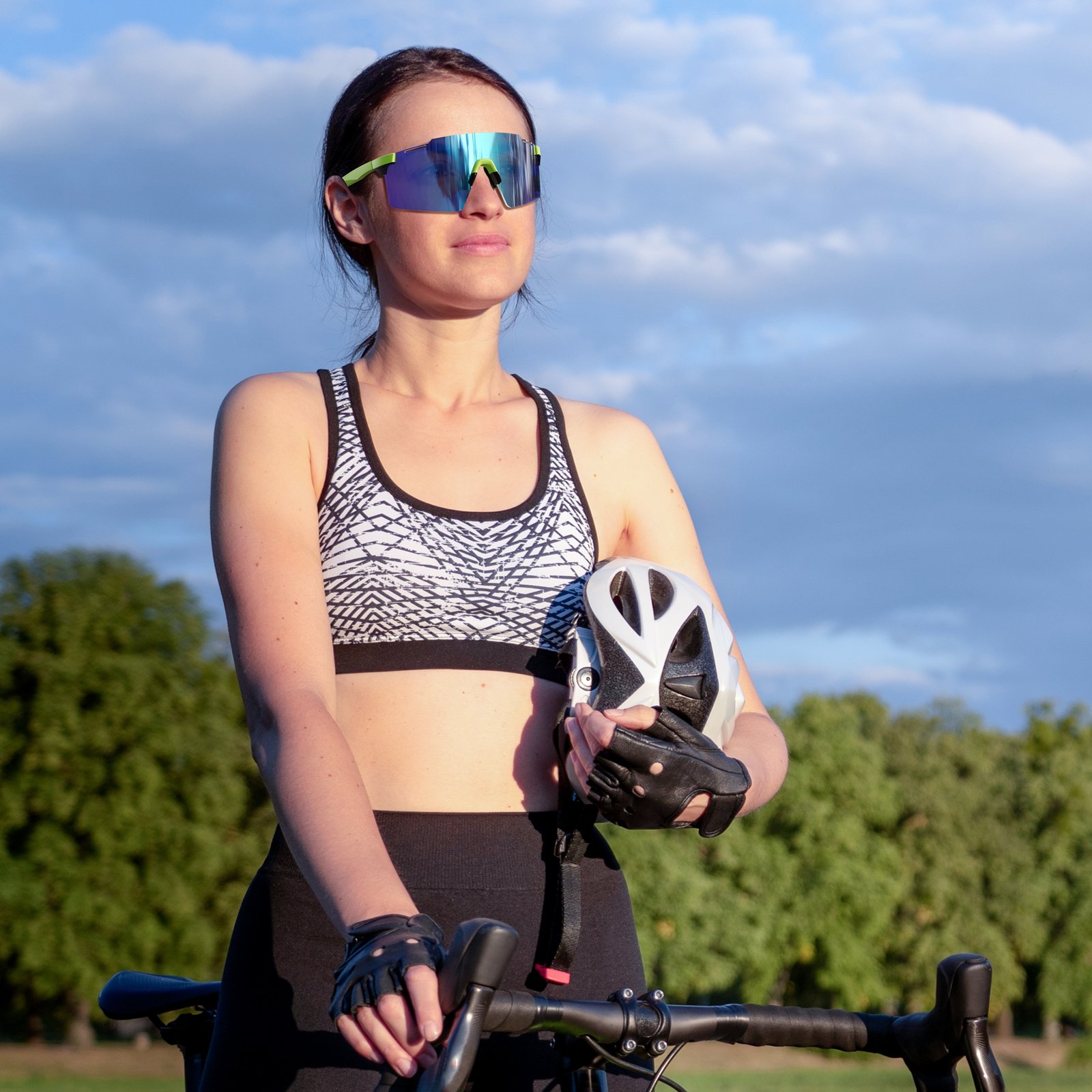 Wholesale Custom Rimless Outdoor Sports Mountain Bike Glasses Sunglasses OEM Men UV400 Bicycle Cycling Sunglasses