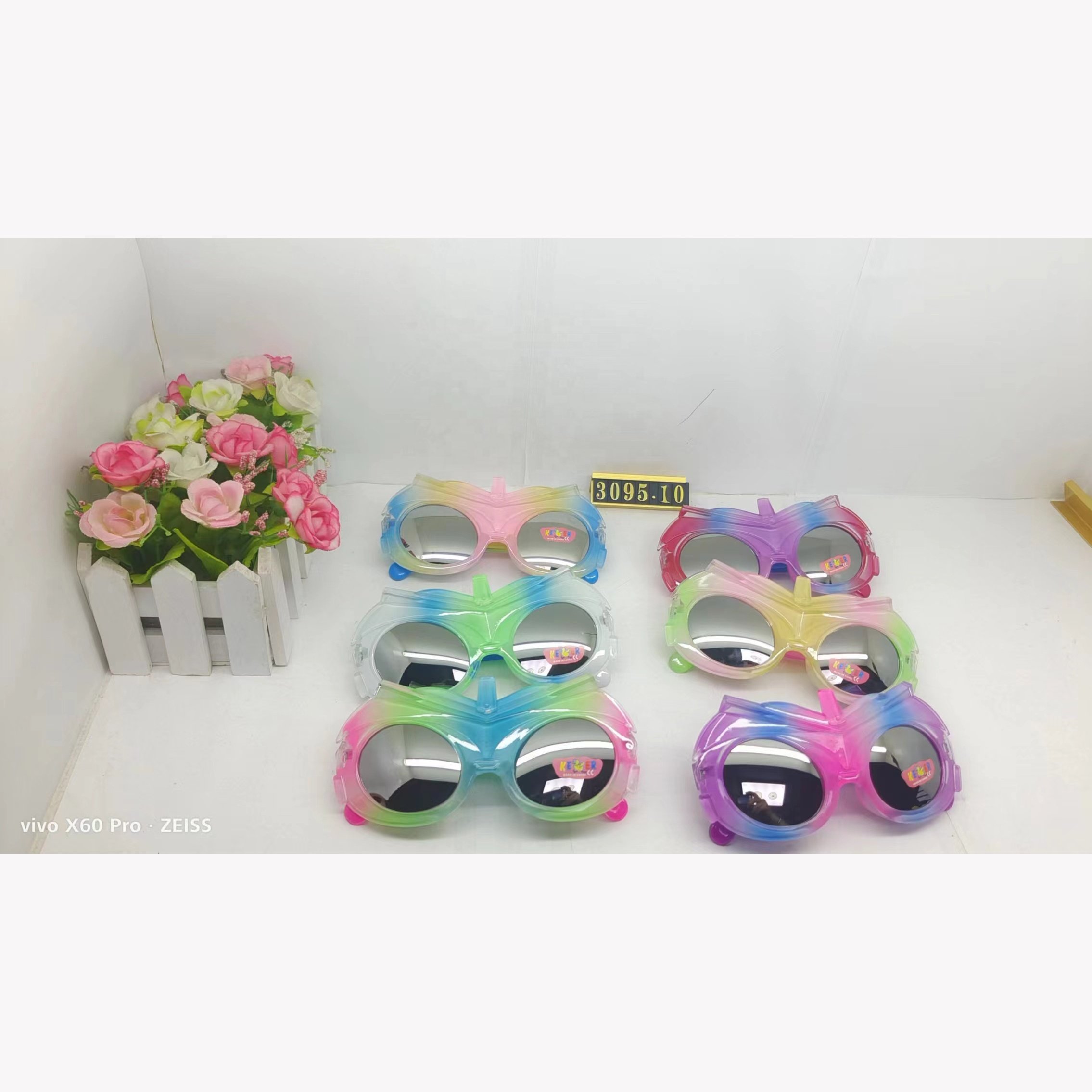 Children's square framed bling Rainbow sunglasses fashion baby sun shades sunglasses custom logo kids girls Mix Color sunglasses