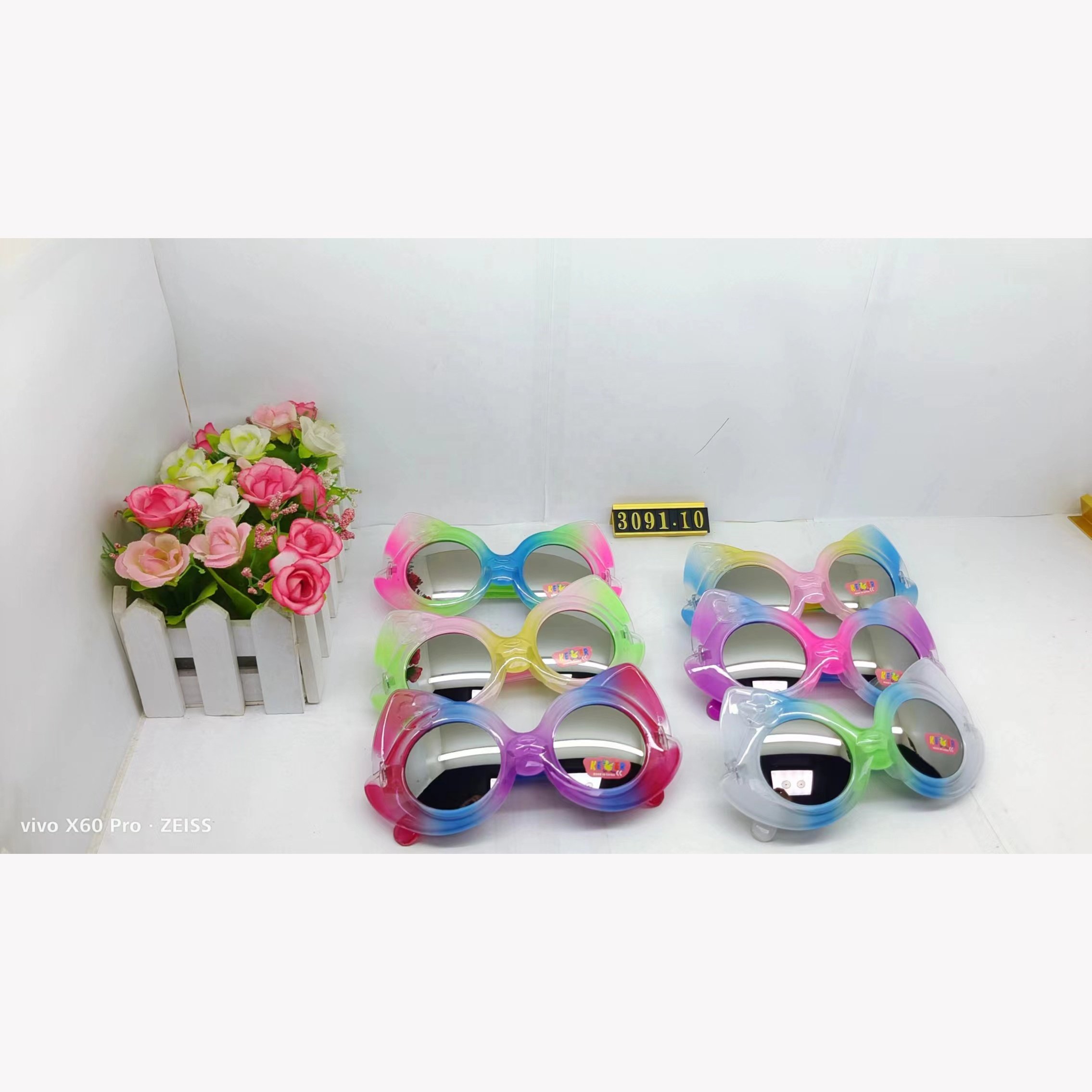 Children's square framed bling Rainbow sunglasses fashion baby sun shades sunglasses custom logo kids girls Mix Color sunglasses