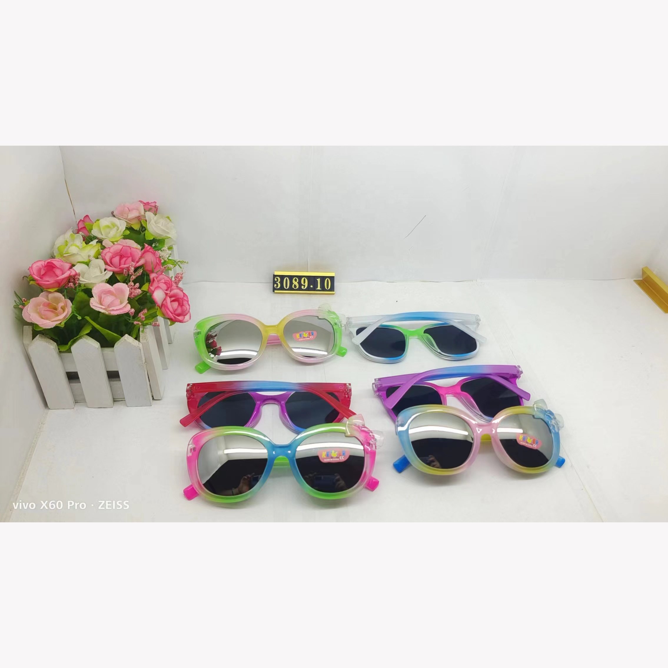 Children's square framed bling Rainbow sunglasses fashion baby sun shades sunglasses custom logo kids girls Mix Color sunglasses