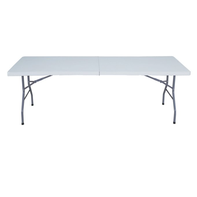 8ft 240cm Half Plastic HDPE solid steel frame HDPE table top Party Dining rental plastic Folding outdoor party tables and chairs