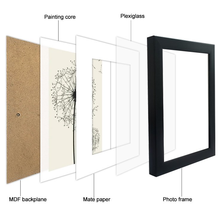 China Manufacturer's Modern 50x70'' MDF Wood Floating Black Wall Mounted Photo Frame for Picture and Photo Framing Decorative