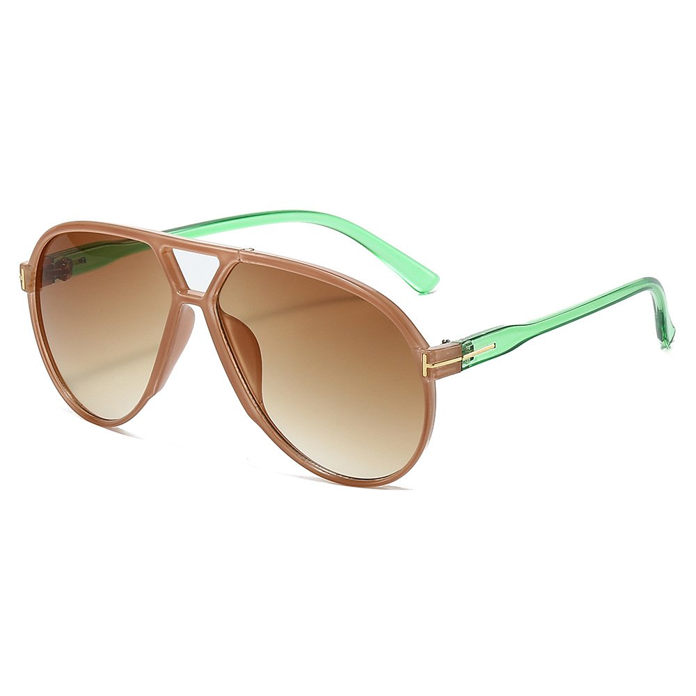 Wholesale Oversized Double Bridges Pilots Aviation Letter T Sunglasses Unisex Shades Sunglasses Cross-border Europe Hot Glasses