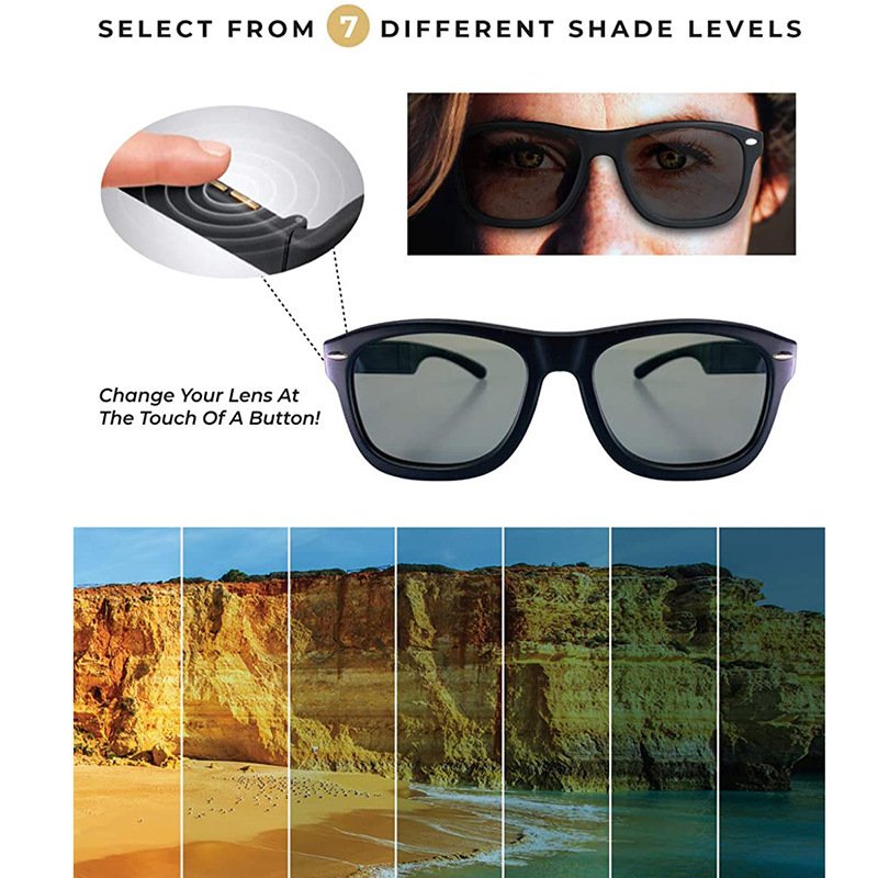 Slide Dimming Photochromic Sunglasses That Change Lens Color Lcd Smart 0.1s Electrochromic Glasses
