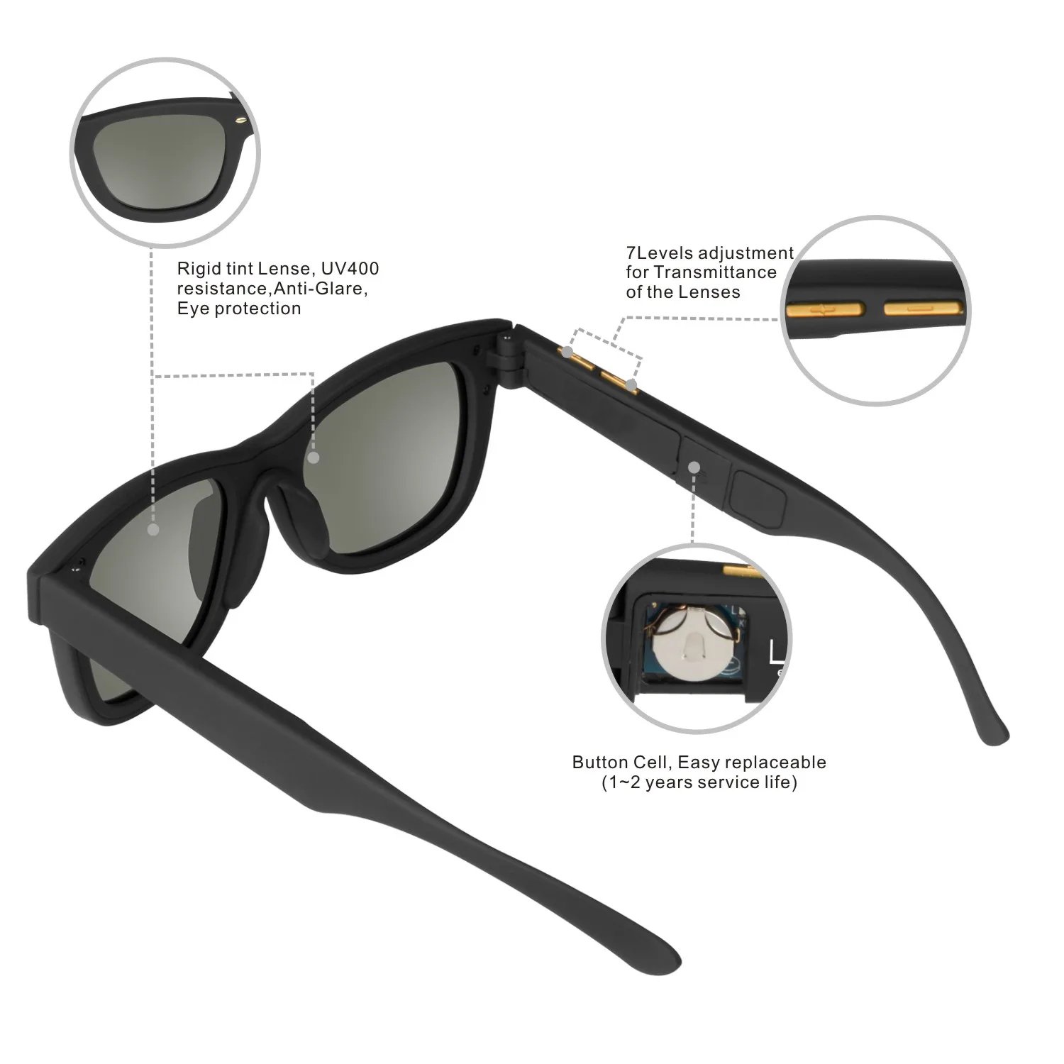 Slide Dimming Photochromic Sunglasses That Change Lens Color Lcd Smart 0.1s Electrochromic Glasses