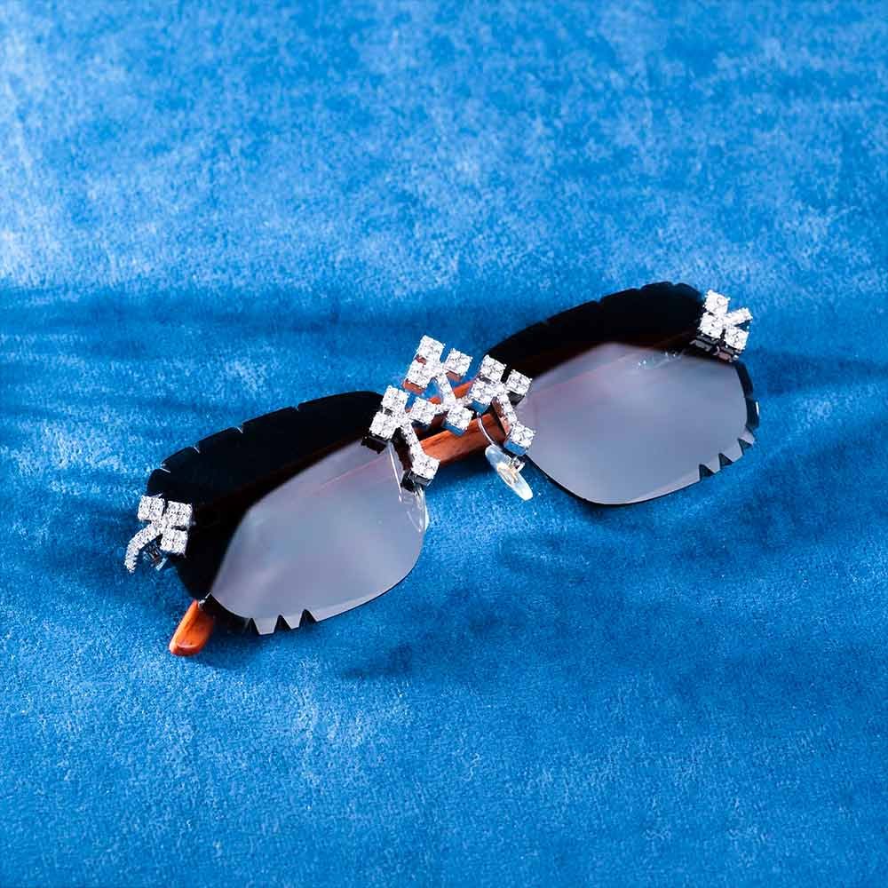 14kt Gold Alloy With Moissanite Diamond And Black Eyeglass Fleurier Cross Framing Unique Design Sunglasses