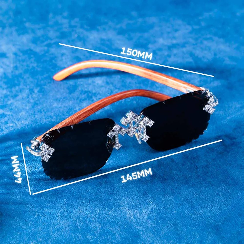 14kt Gold Alloy With Moissanite Diamond And Black Eyeglass Fleurier Cross Framing Unique Design Sunglasses