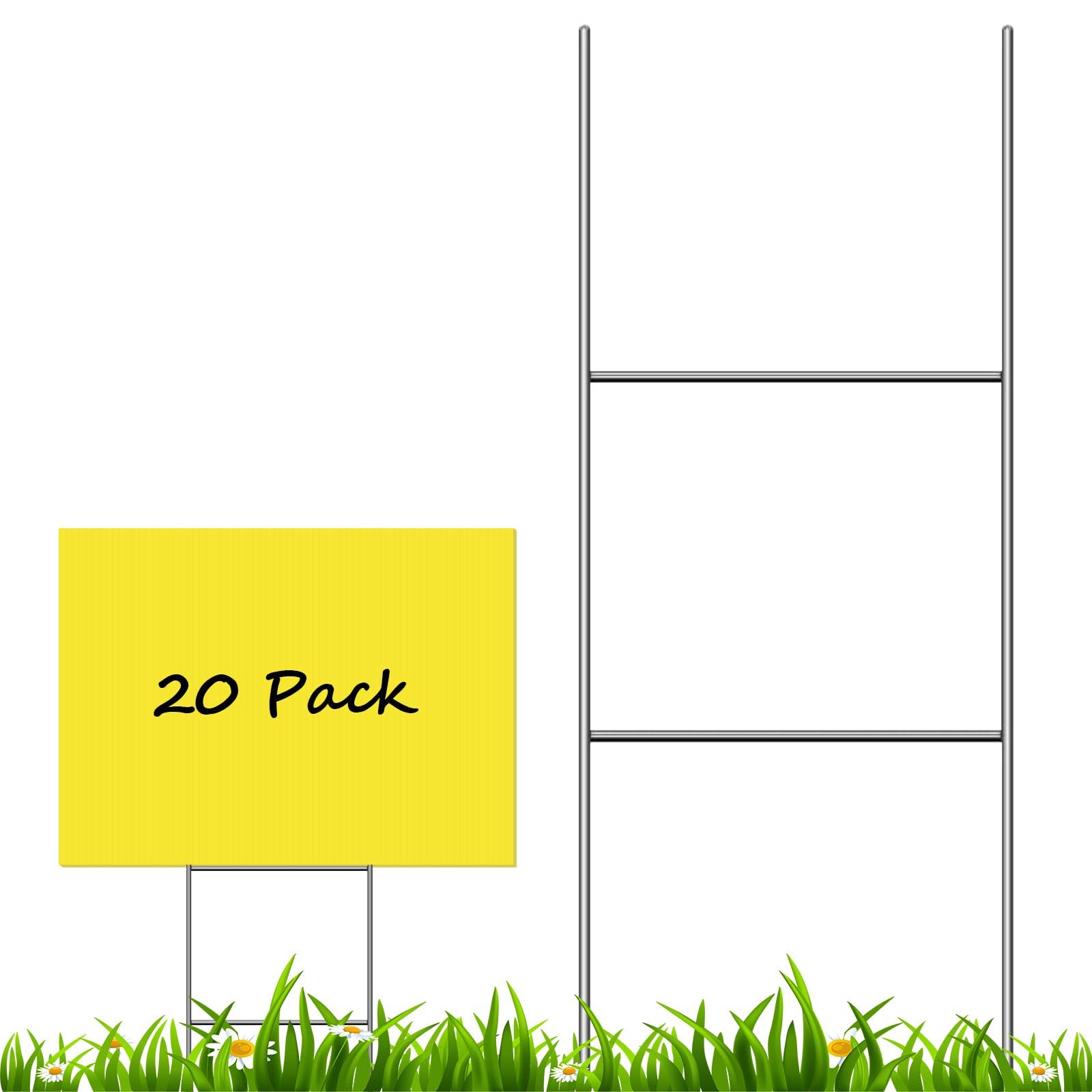 Metal Heavy Duty H Frame Wire Stakes Weatherproof Metal Sign Advertising Board Guidepost Yard Halloween Decor