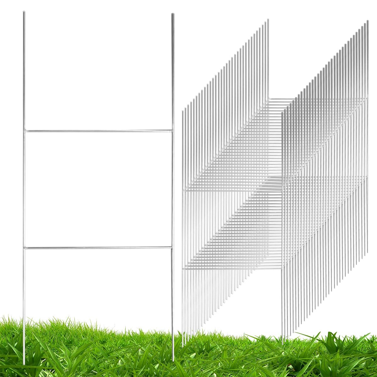 Metal Heavy Duty H Frame Wire Stakes Weatherproof Metal Sign Advertising Board Guidepost Yard Halloween Decor