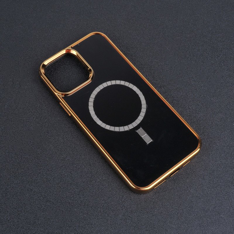 Gold Plated frame blank case with magnetic groove depth custom inlay leather cover for iPhone 15 16 pro max phone case
