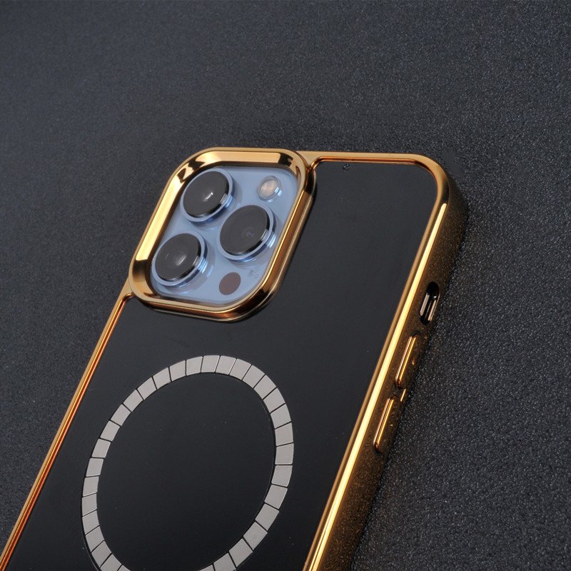 Gold Plated frame blank case with magnetic groove depth custom inlay leather cover for iPhone 15 16 pro max phone case