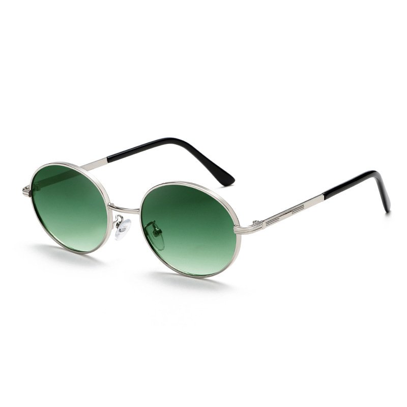 New Styles Fashion 2024 Men Women Custom Premium Trend Sunglasses Gradient Lens Shade Metal Frame Oval Sunglasses