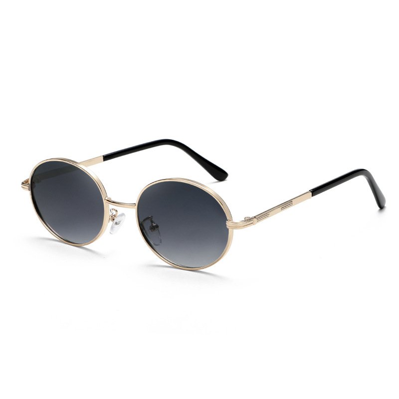 New Styles Fashion 2024 Men Women Custom Premium Trend Sunglasses Gradient Lens Shade Metal Frame Oval Sunglasses