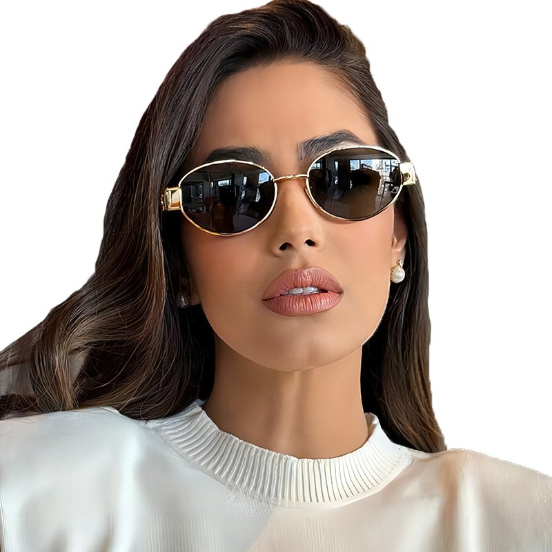 STORY STY4235 Metal Frame Oval Sunglasses UV400 Protection Women Mens Eyewear Classic Vintage Steampunk Sun Glasses