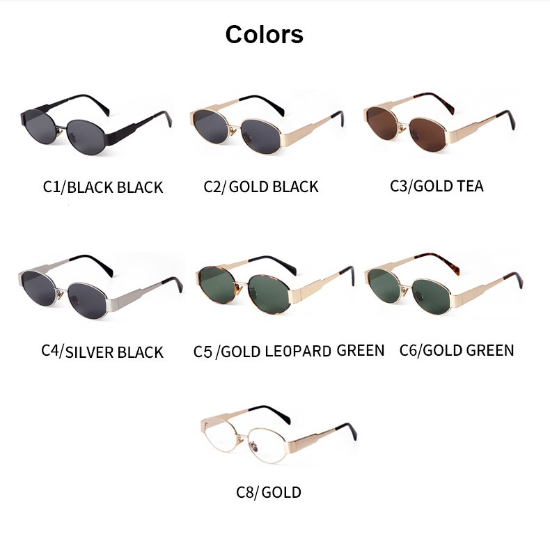 STORY STY4235 Metal Frame Oval Sunglasses UV400 Protection Women Mens Eyewear Classic Vintage Steampunk Sun Glasses