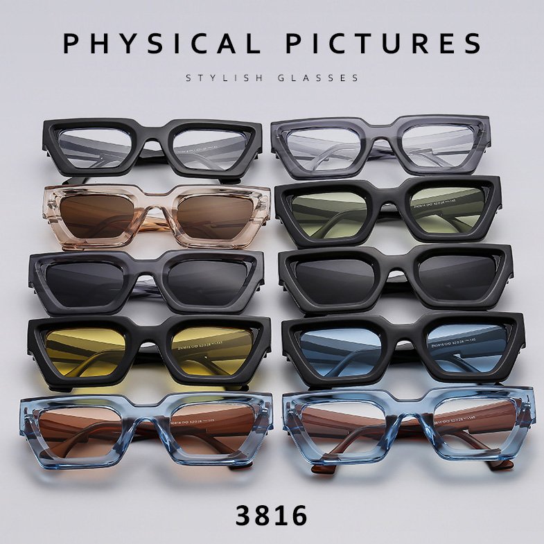 2024 Custom Sunglasses Frame Latest Thick Sunglass New Fashion Square Retro Vintage Square Sunglasses