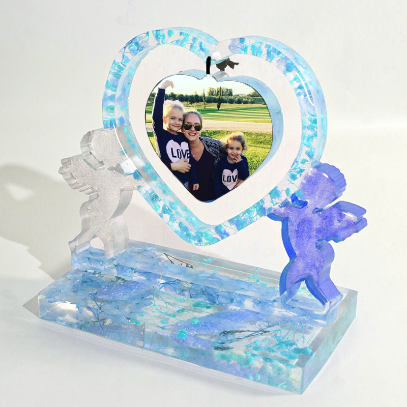 DLR1352 factory customized wholesale DIY Cupid love resin picture frame silicone mold custom mold