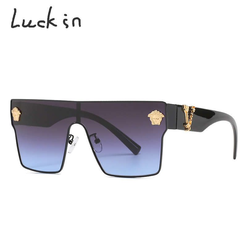 sunglasses 2024 luxury frame brand square one-piece flat top metal frame polarized women sun glasses shades men sunglasses