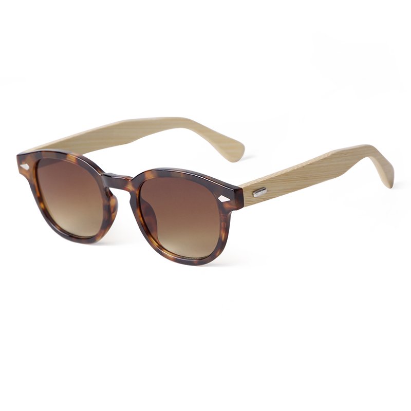 Classic Bamboo temple shades Unisex Vintage Rivet Round Wooden Sunglasses Men woman luxury sun glasses custom logo