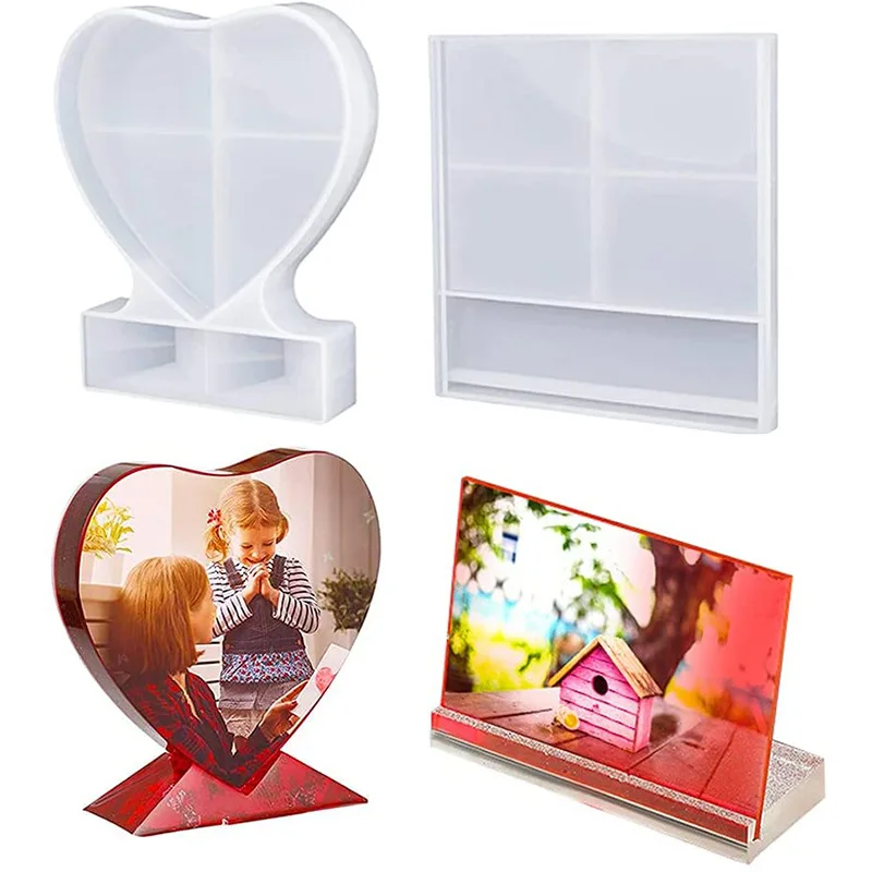Wholesale Custom Silicone DIY Photo Frame Resin Art Casting Molds Heart and Epoxy Resin Mold Craft Supplies for Cake Tools