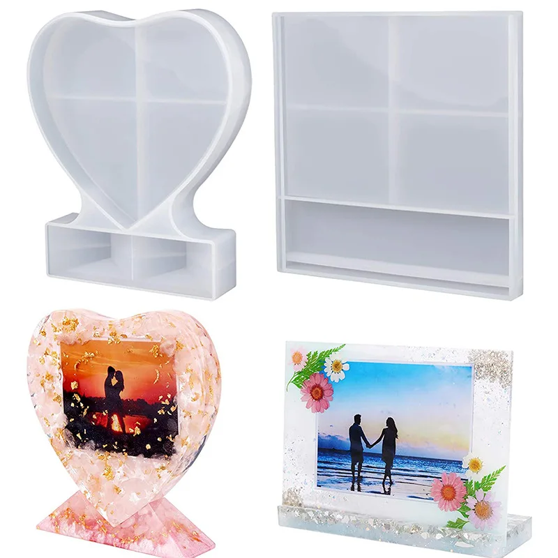 Wholesale Custom Silicone DIY Photo Frame Resin Art Casting Molds Heart and Epoxy Resin Mold Craft Supplies for Cake Tools