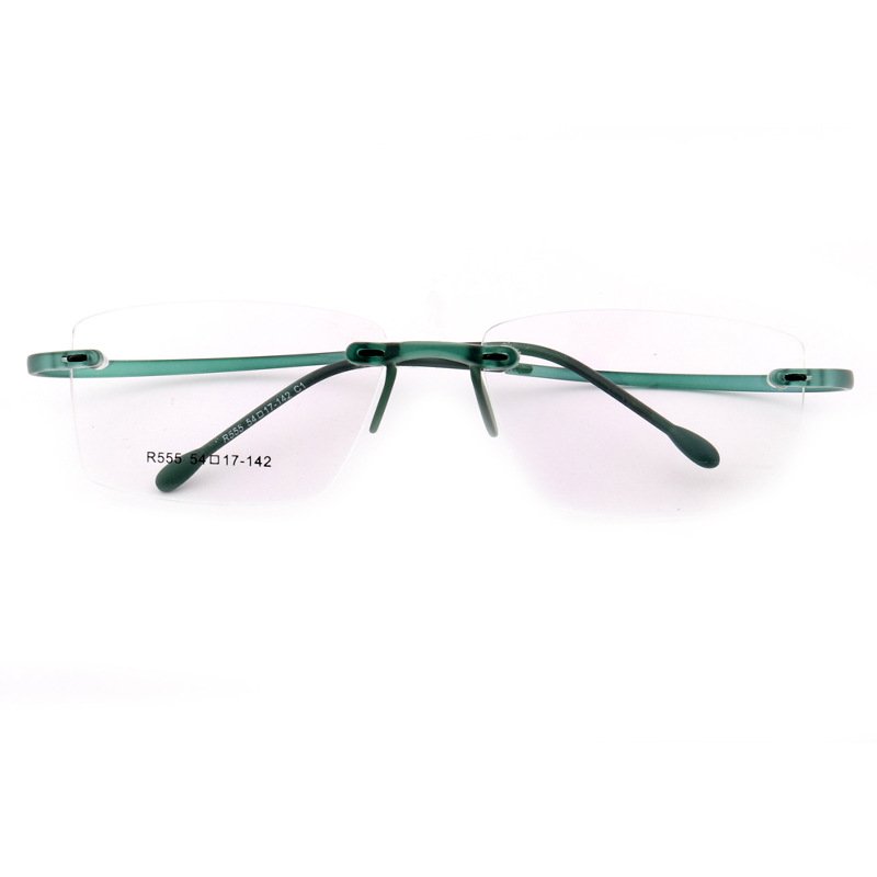 hot newest Wholesale Rectangle Rimless glasses Lightweight High Quality Gun Color TR Optical Glasses Frame