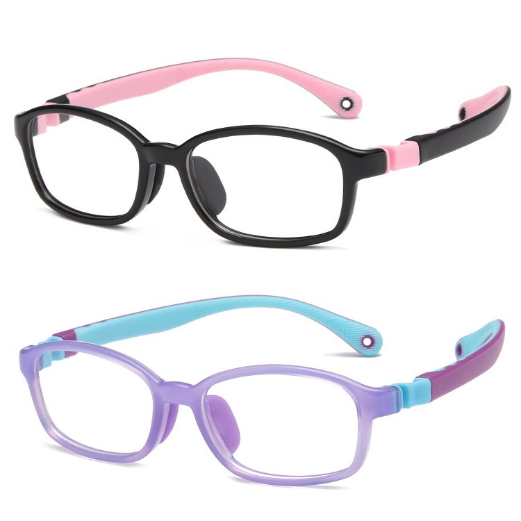 2024 Safe Silica gel Soft Square Super light protection eye Computer Flexible Kids Optical Glasses 9-13 years old