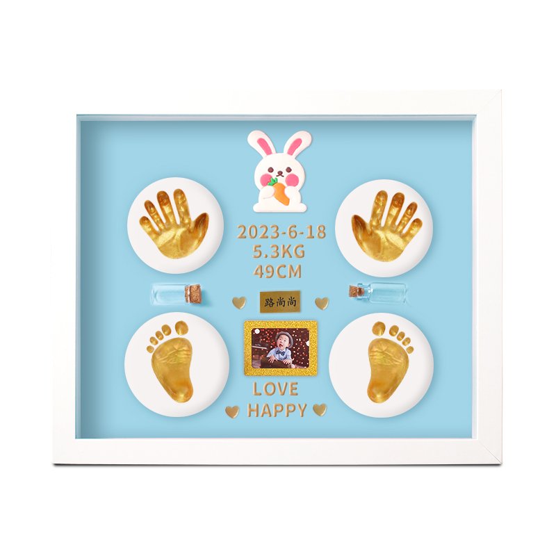 Diy kids baby handprint kids wooden picture moulding photo frame