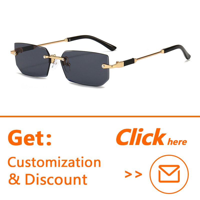 Newest Frameless Small Square UV400 Sun Glasses Candy Color Style PC Leg Metal Frame Fashion Design Custom Women Sunglasses