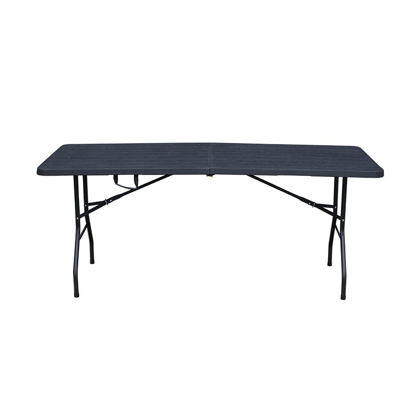 Outdoor 6ft Folding Table Sturdy Steel Frame Plastic Table Color Black with New Design Surface for Dining and Event