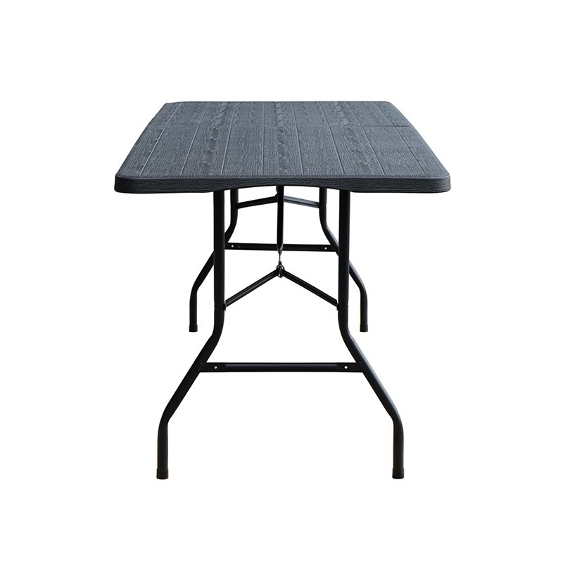 Outdoor 6ft Folding Table Sturdy Steel Frame Plastic Table Color Black with New Design Surface for Dining and Event