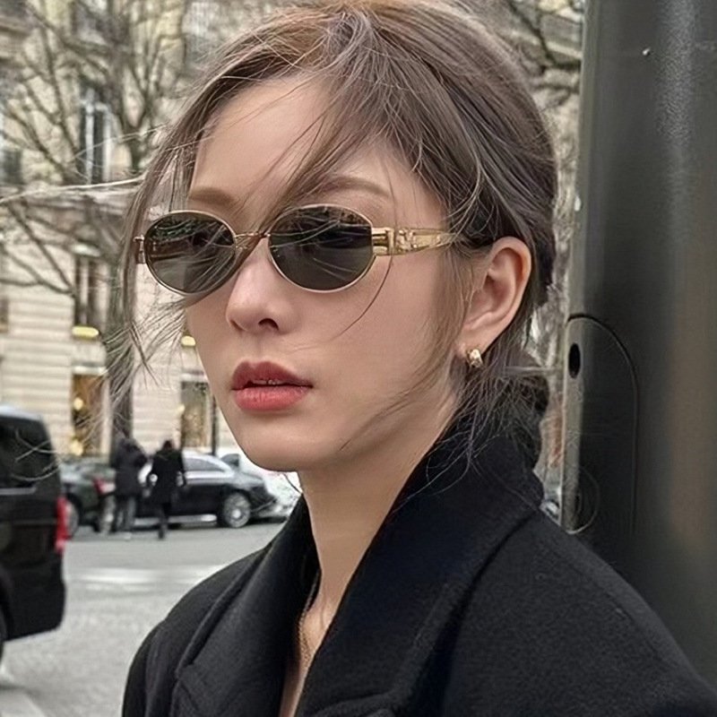 Fashion Oval Sunglasses 2024 New Style Women's Metal Frames Eyewear Sunglasses Retro Sun Glasses for Ladies