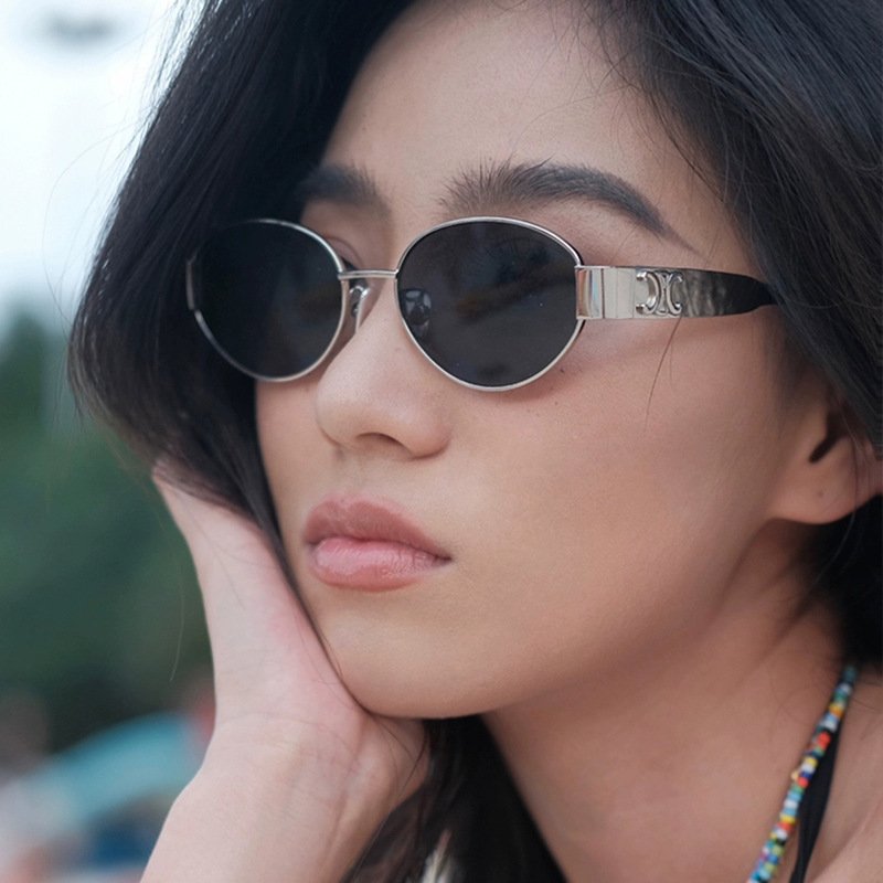 Fashion Oval Sunglasses 2024 New Style Women's Metal Frames Eyewear Sunglasses Retro Sun Glasses for Ladies