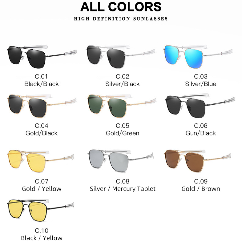 Popular famous brand vintage aviation polarized driving metal Sun Glasses luxury Square wholesale uv400 shades men's Sunglasses