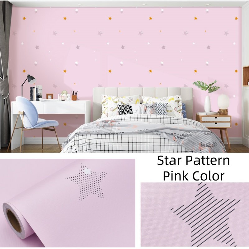 Furniture Cover Pink Star Pattern Walldecor Wallpaper Can Be Cut to any Size Commercial Decorative Mould-proof Wall Decoration