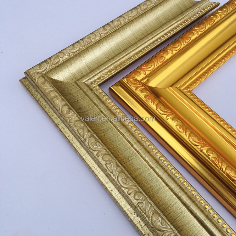 Golden Classical Luxury Wall Picture Photo Frame Blank Canvas Oil Painting Logo Plastic Customized Custom Size Accepted HJ05057