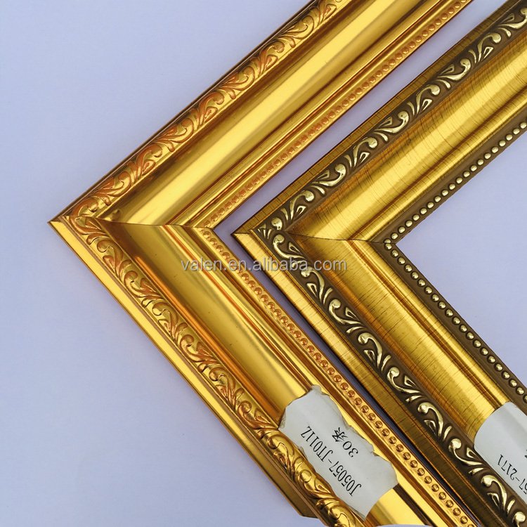 Golden Classical Luxury Wall Picture Photo Frame Blank Canvas Oil Painting Logo Plastic Customized Custom Size Accepted HJ05057