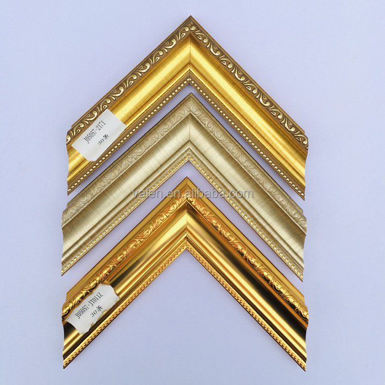 Golden Classical Luxury Wall Picture Photo Frame Blank Canvas Oil Painting Logo Plastic Customized Custom Size Accepted HJ05057