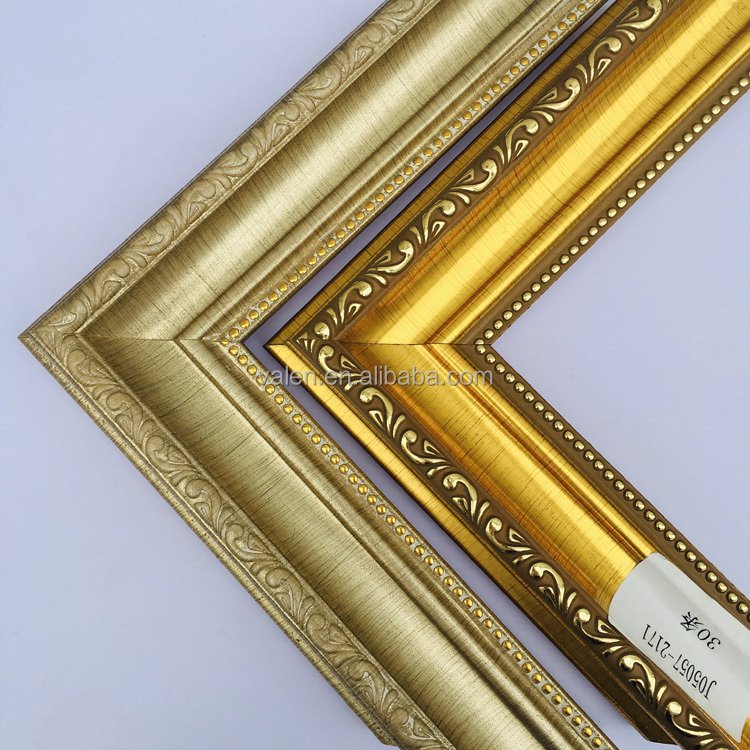 Golden Classical Luxury Wall Picture Photo Frame Blank Canvas Oil Painting Logo Plastic Customized Custom Size Accepted HJ05057
