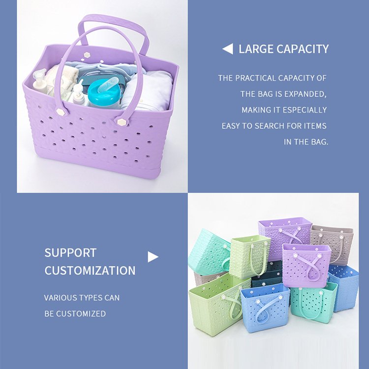 Wholesale Custom Logo Moulding Women Summer Waterproof Large Eva Silicone Jelly Candy Handbag Tote Shoulder Beach Bag