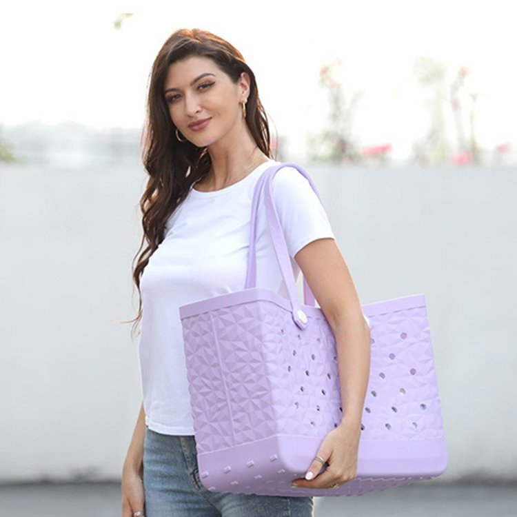 Wholesale Custom Logo Moulding Women Summer Waterproof Large Eva Silicone Jelly Candy Handbag Tote Shoulder Beach Bag