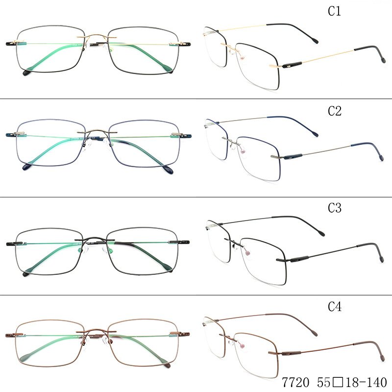 Best Grade Rimless Titanium 1.61 Blue Cut RX Lens Prescription Glasses Optical Frames Myopia Prescription Eyeglasses Glasses