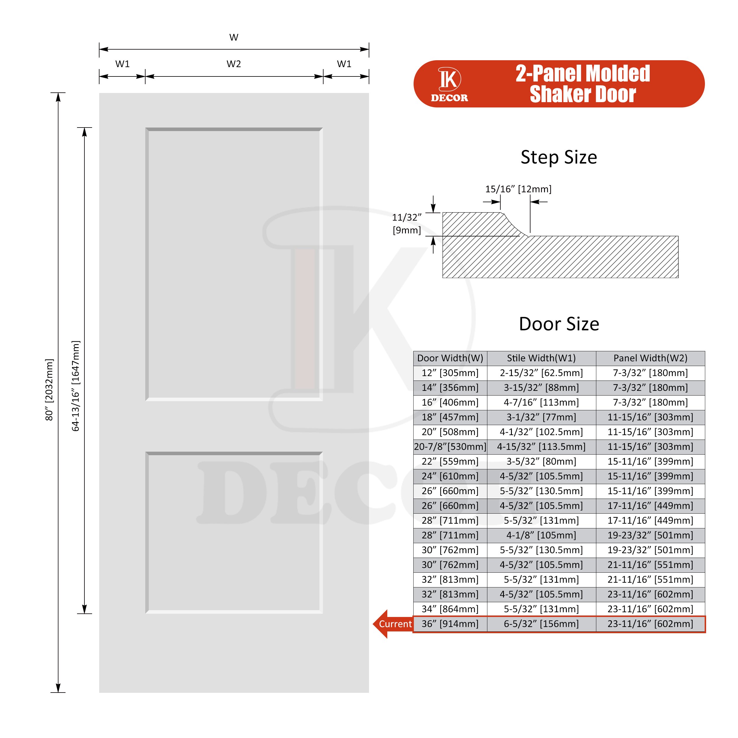 Prehung 2 panel Shaker Style White Hollow Core MDF Smooth Moulded Door for Bedroom Interior