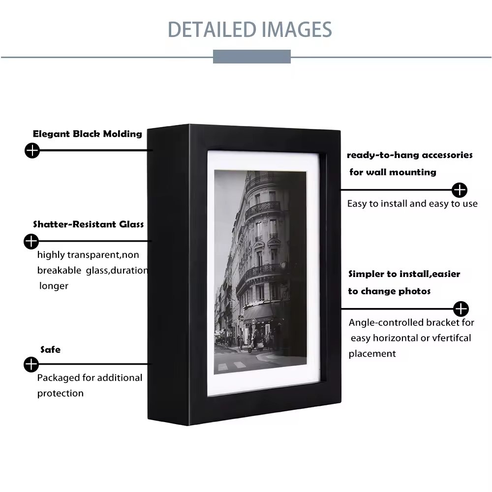 Wood Memory Keepsake American Style Europe Shadow Box Picture Frame 3D Shadow Box With Led Light