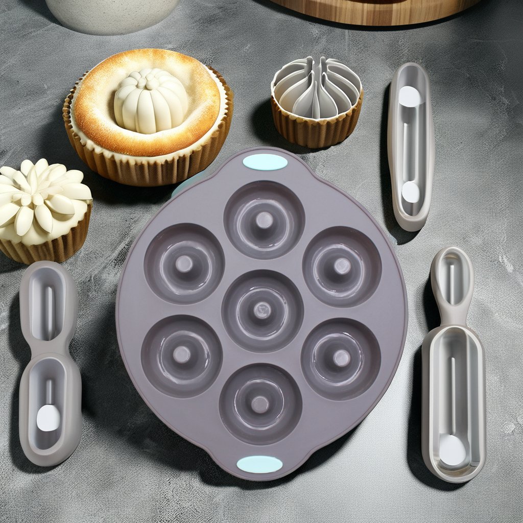 Bicolor 7-Hole Sweet Donut Cake Pan Rose Number DIY Silicone Moulds Metal Frame Disposable Box Packaged Bag Decorative Use