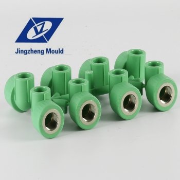 Custom plastic pipe fitting mould with brass parts fitting mold