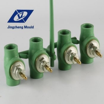Custom plastic pipe fitting mould with brass parts fitting mold