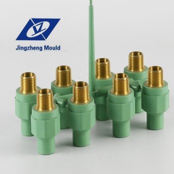Custom plastic pipe fitting mould with brass parts fitting mold